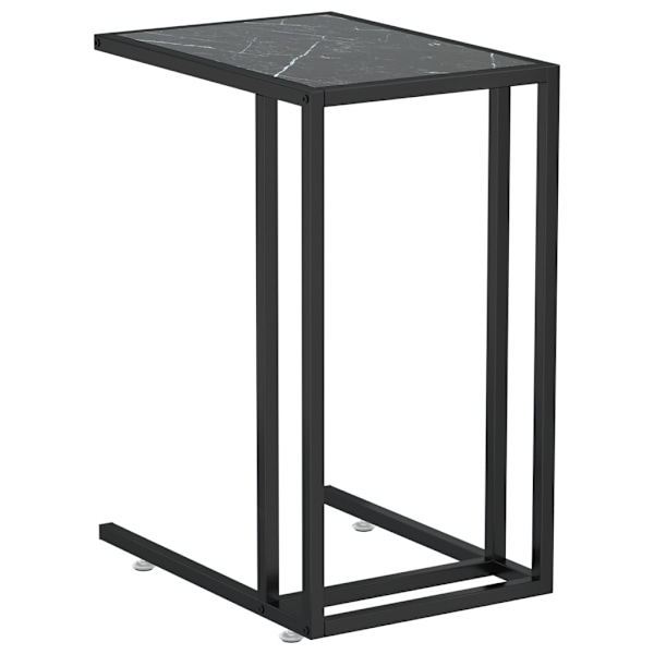 vidaXL Sidobord till datorbord svart marmor 50x35x65 cm härdat glas Svart