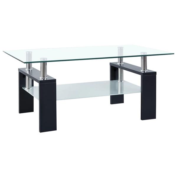 vidaXL Soffbord svart och transparent 95x55x40 cm härdat glas Svart