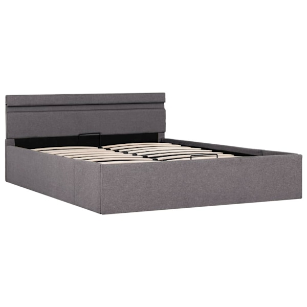 vidaXL Sängram med hydraulisk förvaring och LED taupe tyg 120x20 Taupe