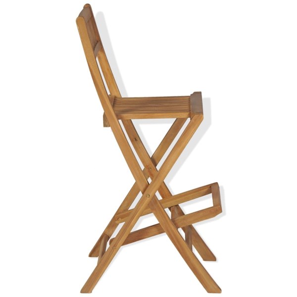 vidaXL Hopfällbara barstolar 2 st massiv teak Brun