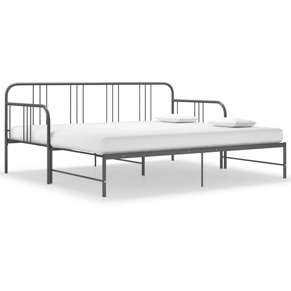 vidaXL Utdragbar sängram bäddsoffa grå metall 90x200 cm grå