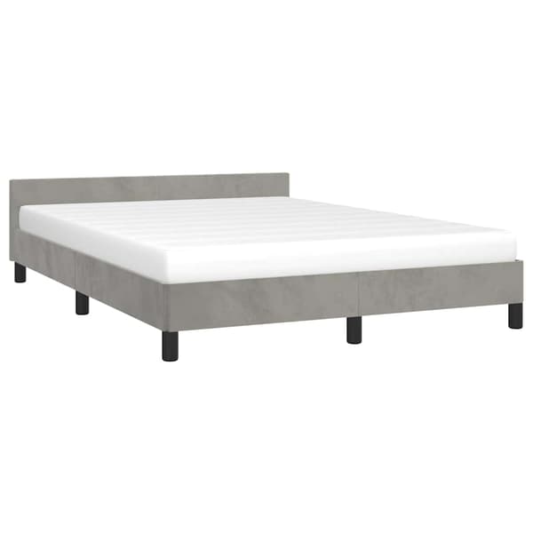 vidaXL Sängram utan madrass ljusgrå 140x200 cm sammet Grå