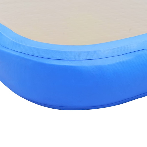 vidaXL Uppblåsbar gymnastikmatta med pump 400x100x10 cm PVC blå grå