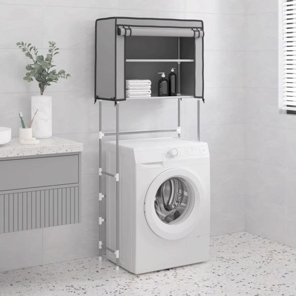 vidaXL Hylla för tvättmaskin med 2 hyllplan grå 71x29,5x170,5 cm Grå