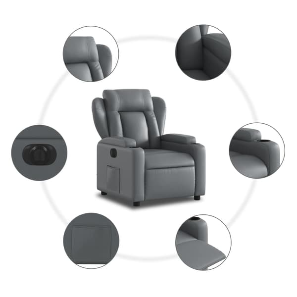 vidaXL Elektrisk reclinerfåtölj grå konstläder Grå