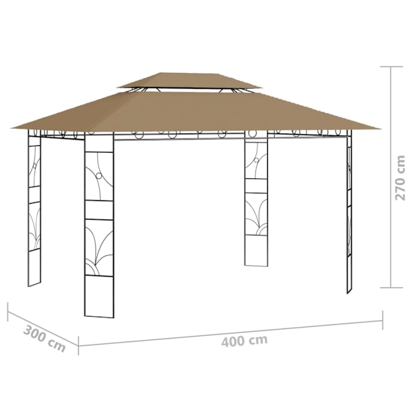 vidaXL Paviljong 4x3x2,7 m taupe 160 g/m² Taupe
