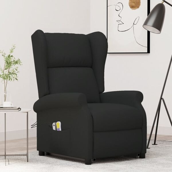 vidaXL massagefåtölj med uppresningshjälp svart tyg Svart