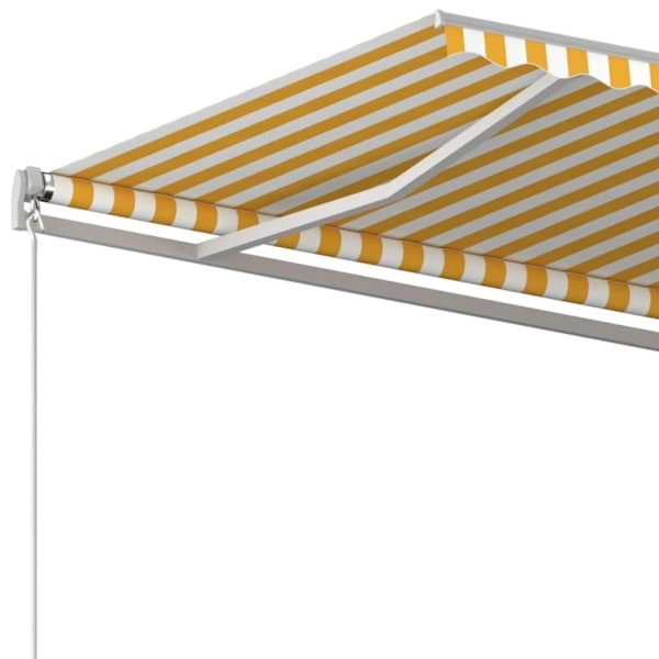 vidaXL Markis med stolpar automatiskt infällbar 5x3 m gul och vit Gul