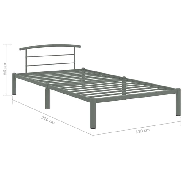 vidaXL Sängram grå metall 100x200 cm grå