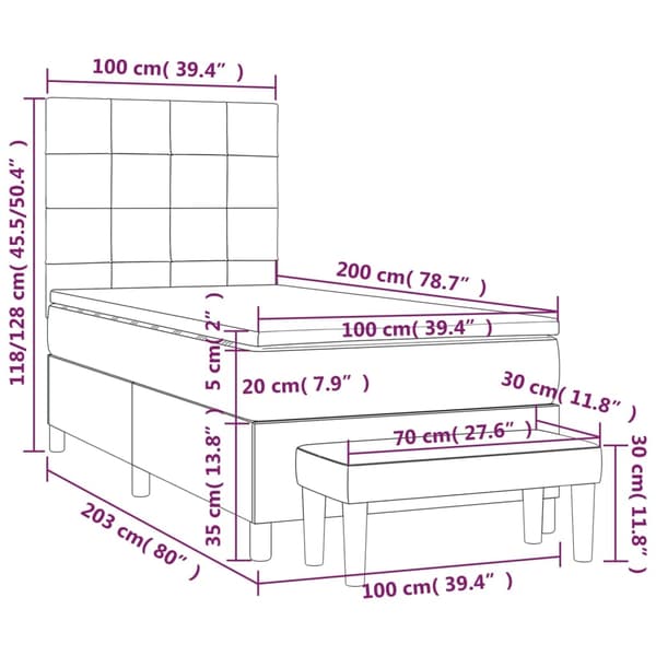 vidaXL Ramsäng med madrass mörkblå 100x200 cm sammet Blå