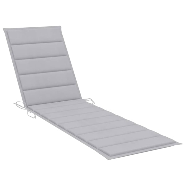 vidaXL Solsäng med grå dyna massiv teak grå