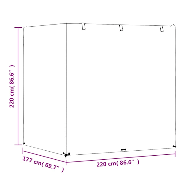 vidaXL Överdrag för hammock 12 öljetter 220x177x220 cm polyeten Svart