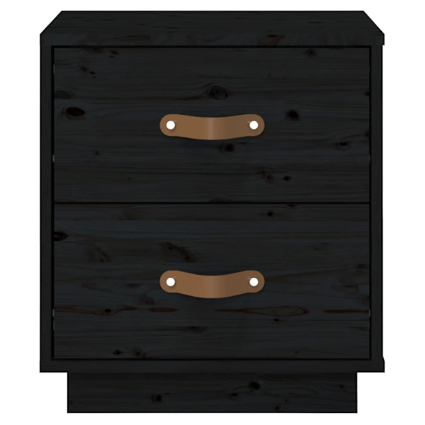vidaXL Sängbord svart 40x34x45 cm massiv furu Svart