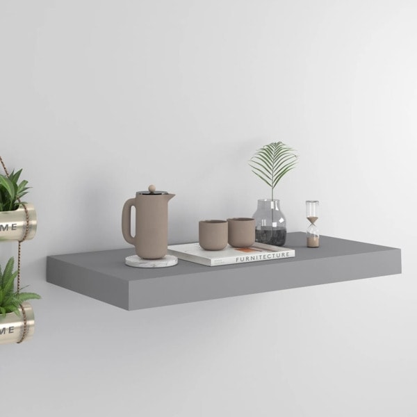 vidaXL Svävande vägghylla grå 50x23x3,8 cm MDF grå
