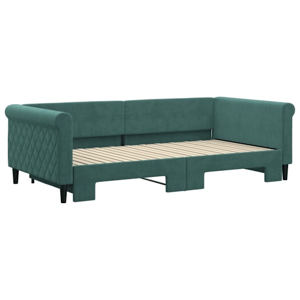 vidaXL Dagbädd utdragbar mörkgrön 100x200 cm sammet Grön
