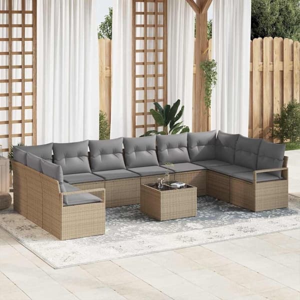 vidaXL Soffset 11 st Beige konstrotting Beige