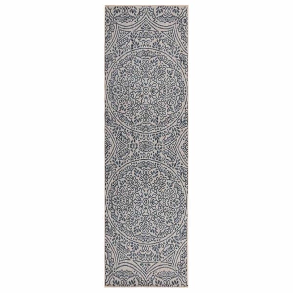 vidaXL Utomhusmatta plattvävd 80x250 cm blått tryck Blå