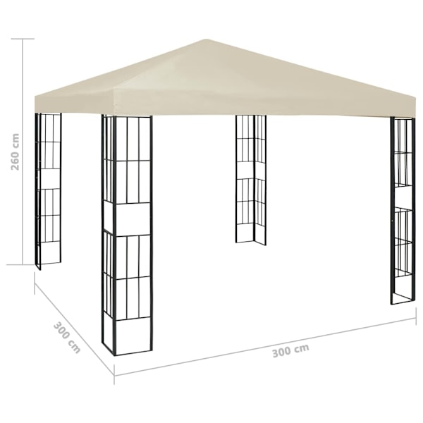 vidaXL Paviljong 3x3 m gräddvit Creme