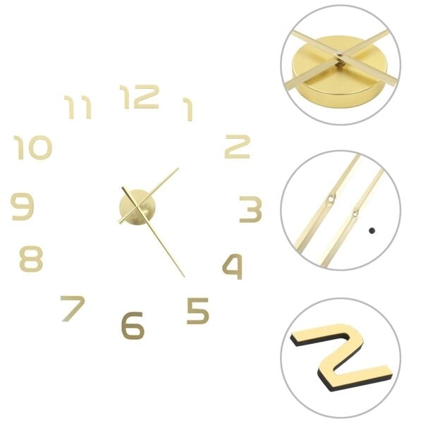 vidaXL Väggklocka 3D modern design 100 cm XXL guld Guld