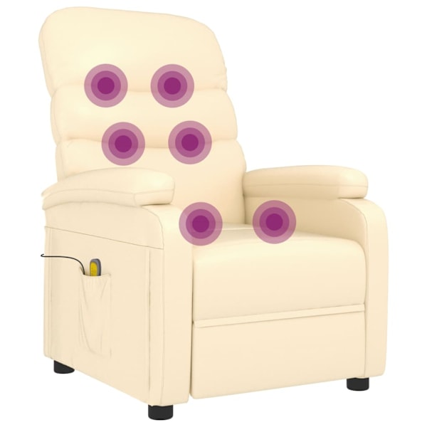 vidaXL Massagefåtölj gräddvit konstläder Creme