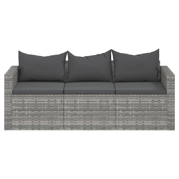 vidaXL Loungesoffa 3-sits med dynor grå konstrotting Grå
