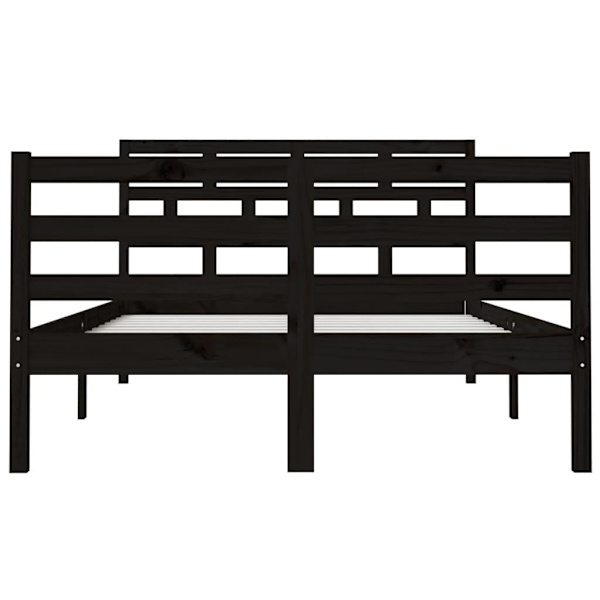 vidaXL Sängram massiv furu 135x190 cm svart Svart