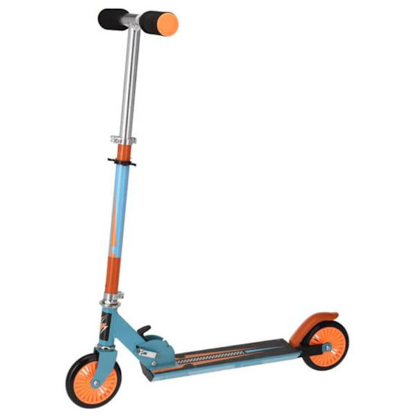 XQ Max Hopfällbar sparkcykel med fotbroms blå och orange multifärg