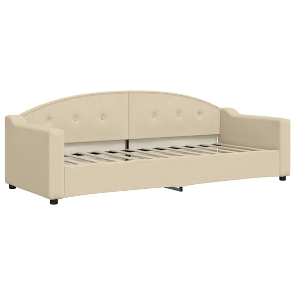 vidaXL Dagbädd med madrasser utdragbar gräddvit 80x200 cm tyg Kräm