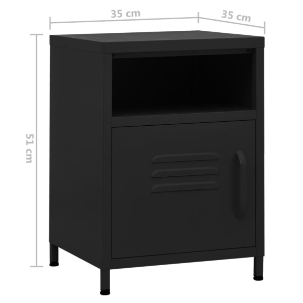 vidaXL Sängbord svart 35x35x51 cm stål Svart