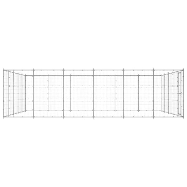 vidaXL Hundgård för utomhusbruk galvaniserat stål 36,3 m² Silver