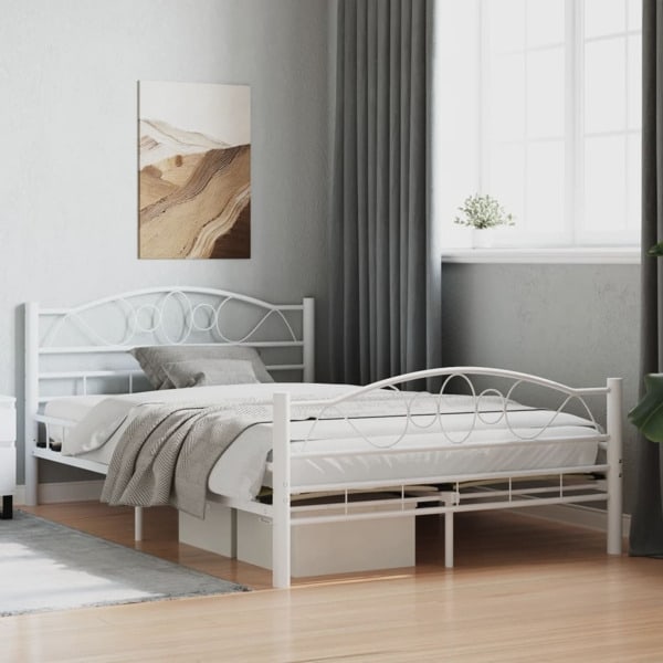 vidaXL Sängram utan madrass vit metall 120x200 cm Vit