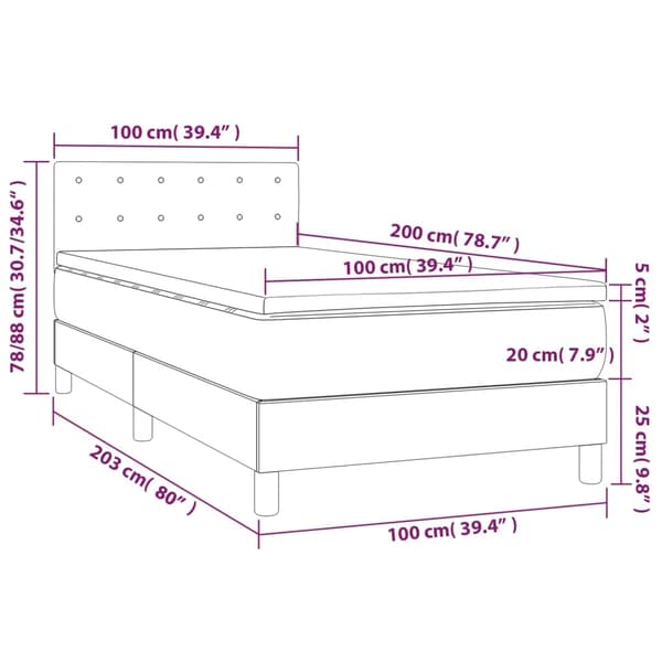 vidaXL Ramsäng med madrass mörkgrå 100x200 cm tyg Grå