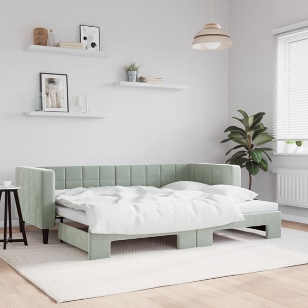 vidaXL Dagbädd utdragbar ljusgrå 80x200 cm sammet Grå
