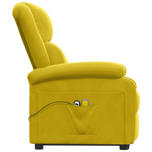 vidaXL Massagefåtölj med uppresningshjälp Gul sammet Gul