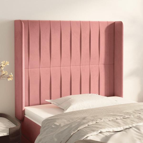 vidaXL Sänggavel med kanter rosa 83x16x118/128 cm sammet Rosa