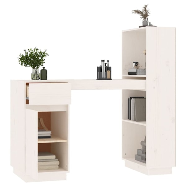 vidaXL Skrivbord vit 110x53x117 cm massiv furu Vit