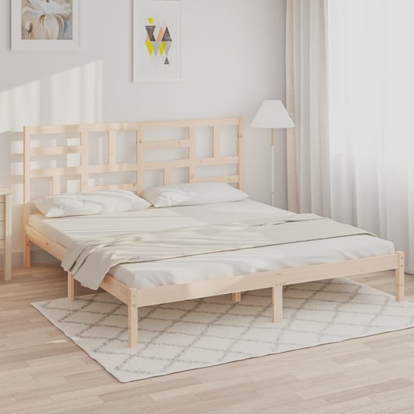 vidaXL Sängram massivt trä 200x200 cm Brun