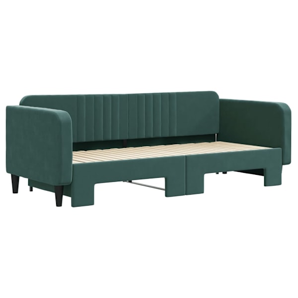 vidaXL Dagbädd utdragbar mörkgrön 90x200 cm sammet Grön