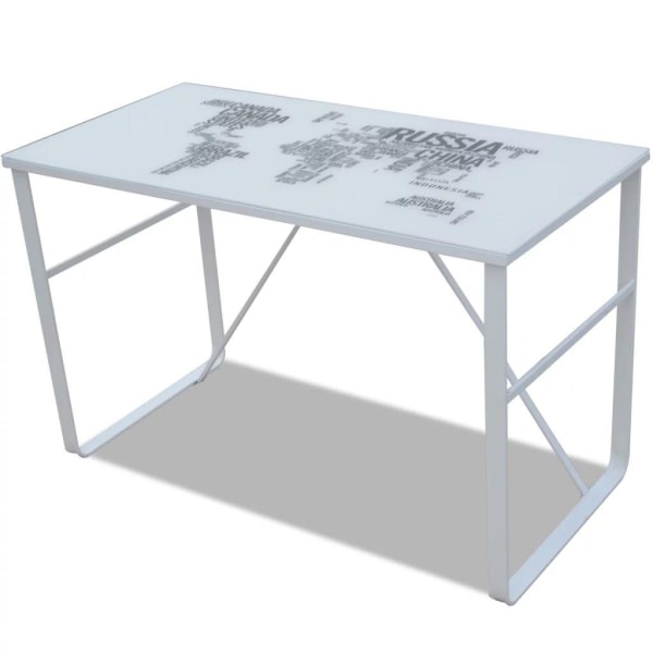 vidaXL Skrivbord med världskarta 120 x 60 x 75 cm Vit
