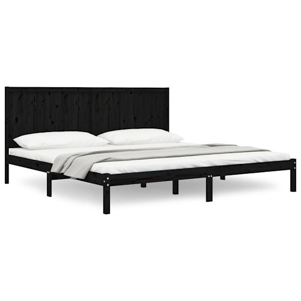 vidaXL Sängram svart massiv furu 200x200 cm Svart
