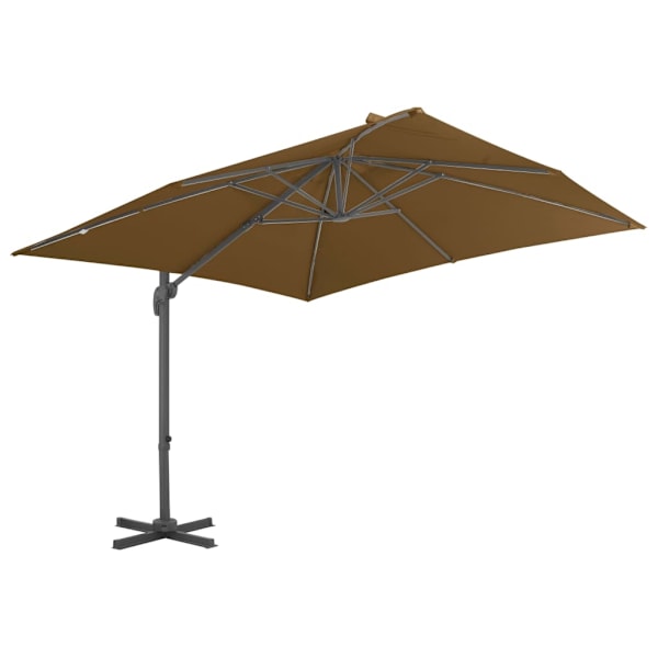 vidaXL Frihängande trädgårdsparasoll aluminiumstång 300x300 cm taupe Taupe