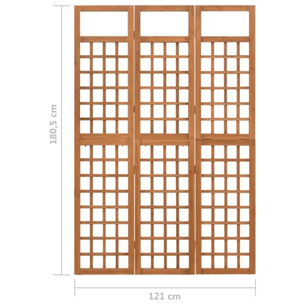 vidaXL Rumsavdelare/Spaljé 3 paneler massiv gran 121x180,5 cm Brun