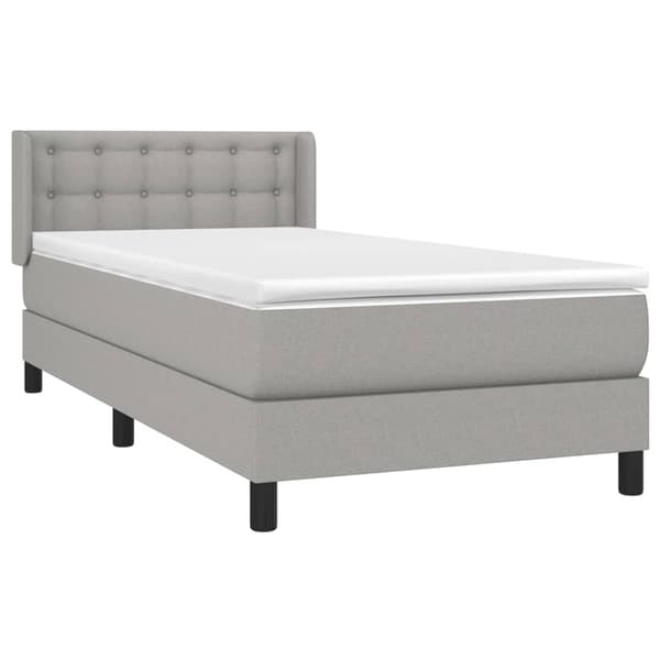 vidaXL Ramsäng med madrass ljusgrå 90x190 cm tyg Grå