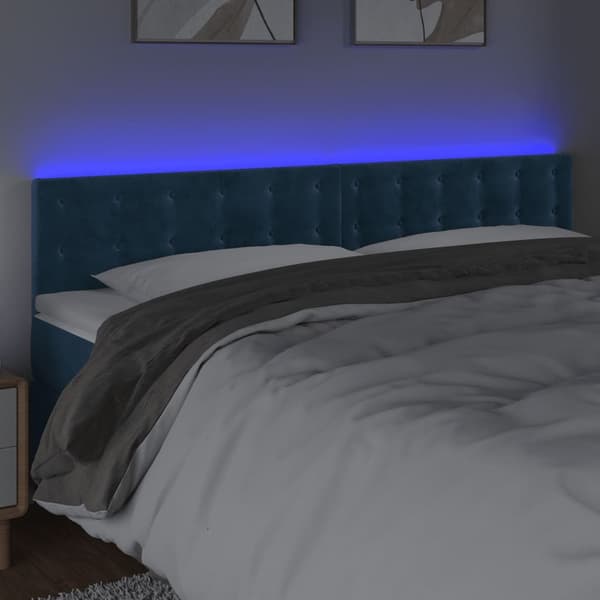 vidaXL Sänggavel LED mörkblå 200x5x78/88 cm sammet Blå