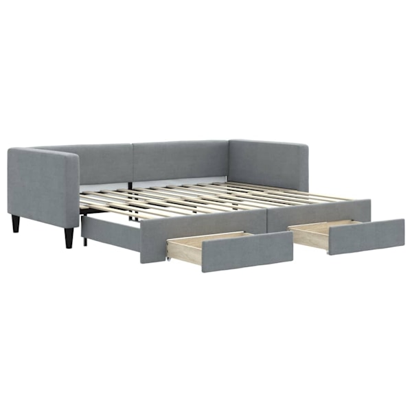 vidaXL Dagbädd utdragbar med lådor ljusgrå 90x200 cm tyg Grå