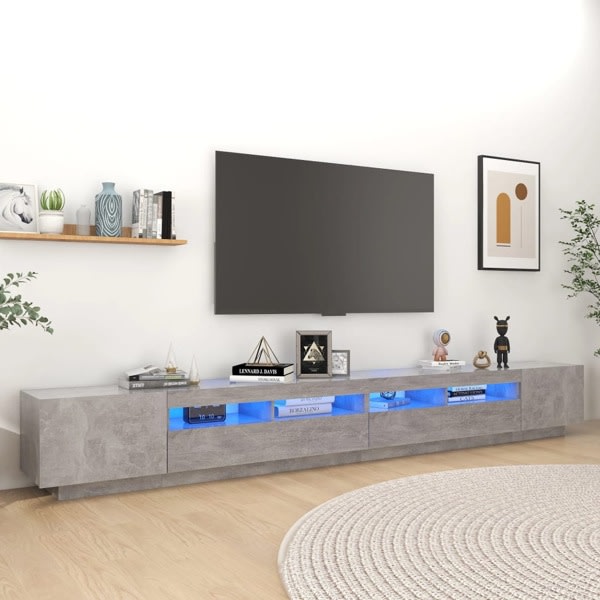 vidaXL TV-bänk med LED-belysning betonggrå 300x35x40 cm grå
