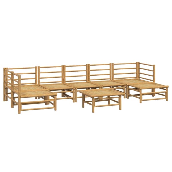 vidaXL Loungegrupp 8 delar ljusgråa dynor bambu Brun
