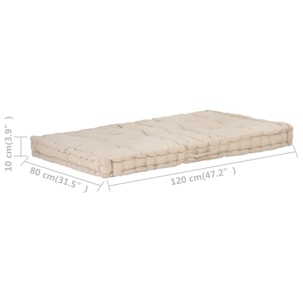 vidaXL Dyna till pallsoffa bomull 120x80x10 cm beige Beige