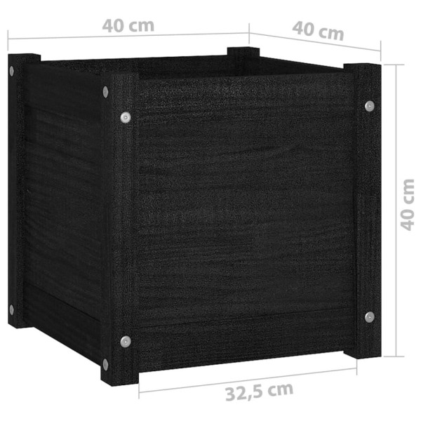 vidaXL Odlingslåda svart 40x40x40 cm massiv furu Svart