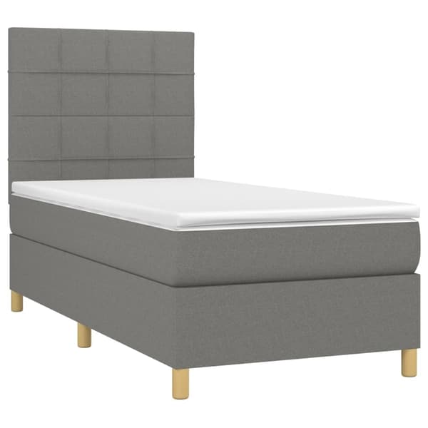 vidaXL Ramsäng med madrass & LED mörkgrå 90x190 cm tyg Grå
